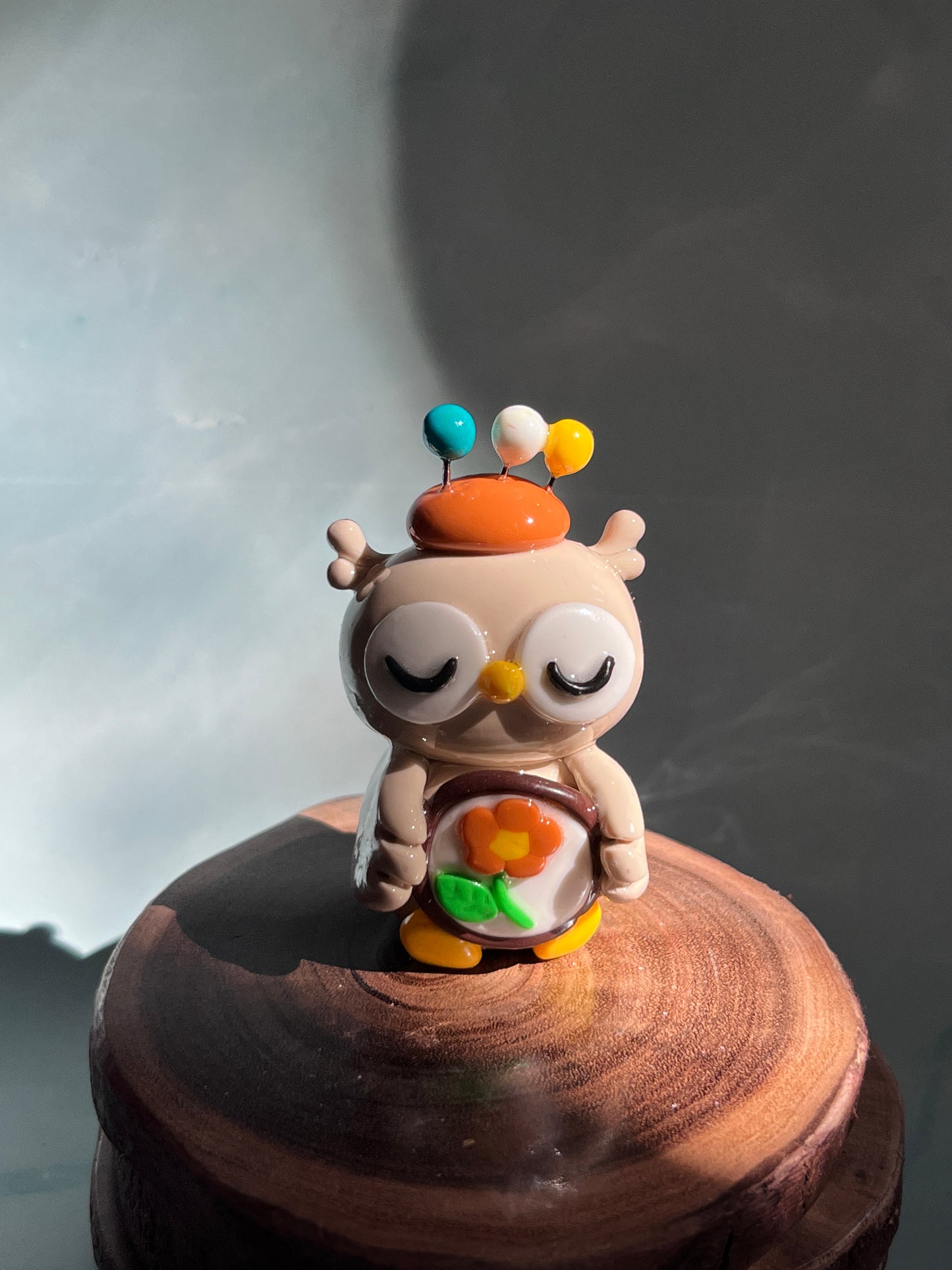 Embroidery Inspired Owletta the Owl Polymer Clay Desk Buddy