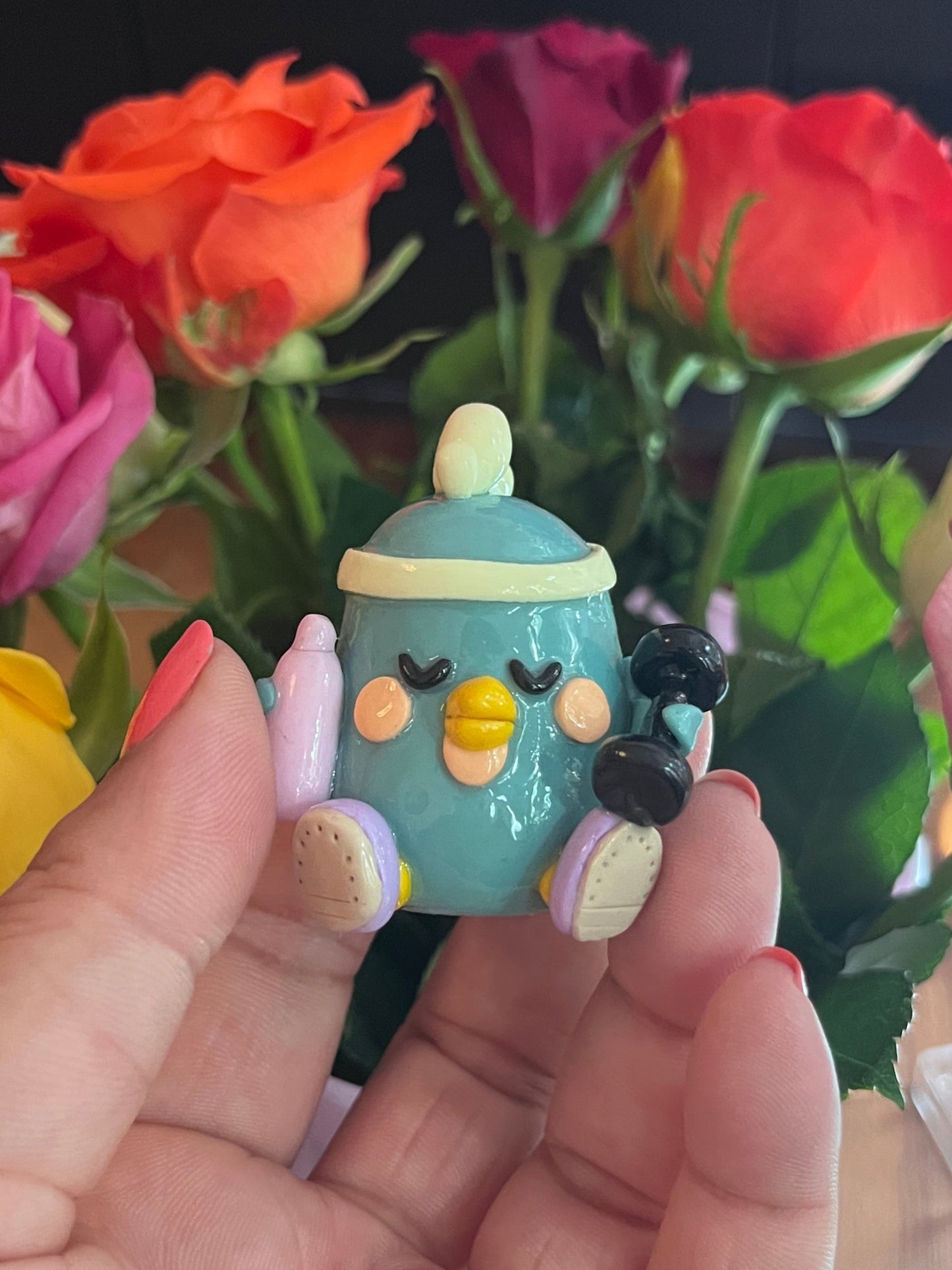 Fitness Inspired Chikfit the Chicken Polymer Clay Desk Buddy