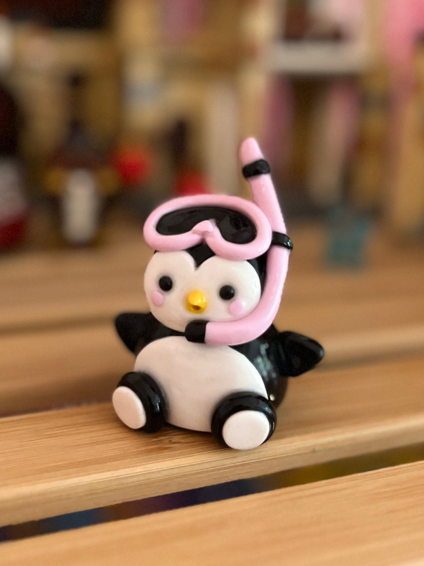 Snorkel Inspired Pingo the Penguin Polymer Clay Desk Buddy