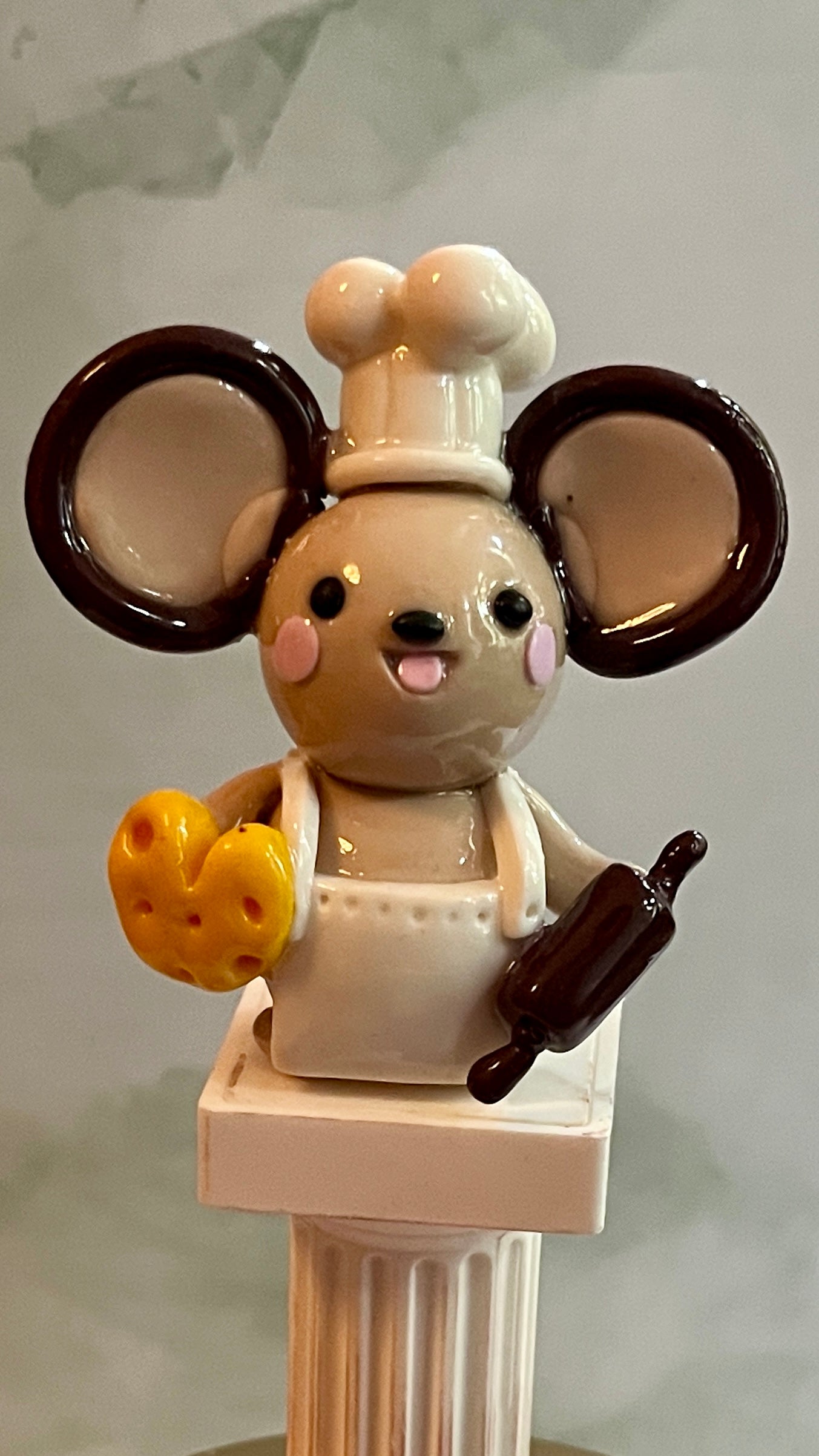 Baking Inspired Chef Squeak the Mouse Polymer Clay Desk Buddy