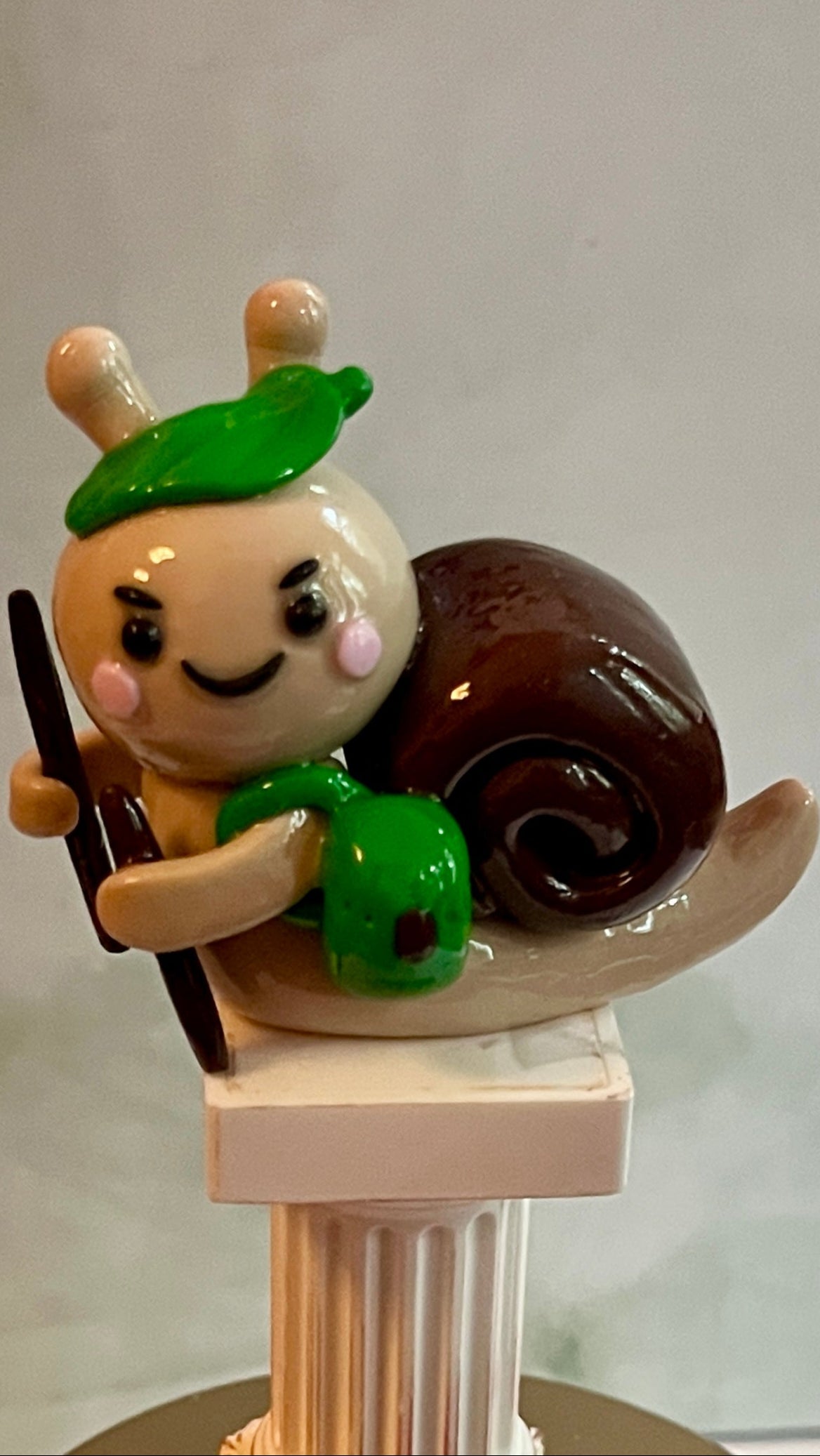 Hiking Inspired Mo the Snail Polymer Clay Desk Buddy