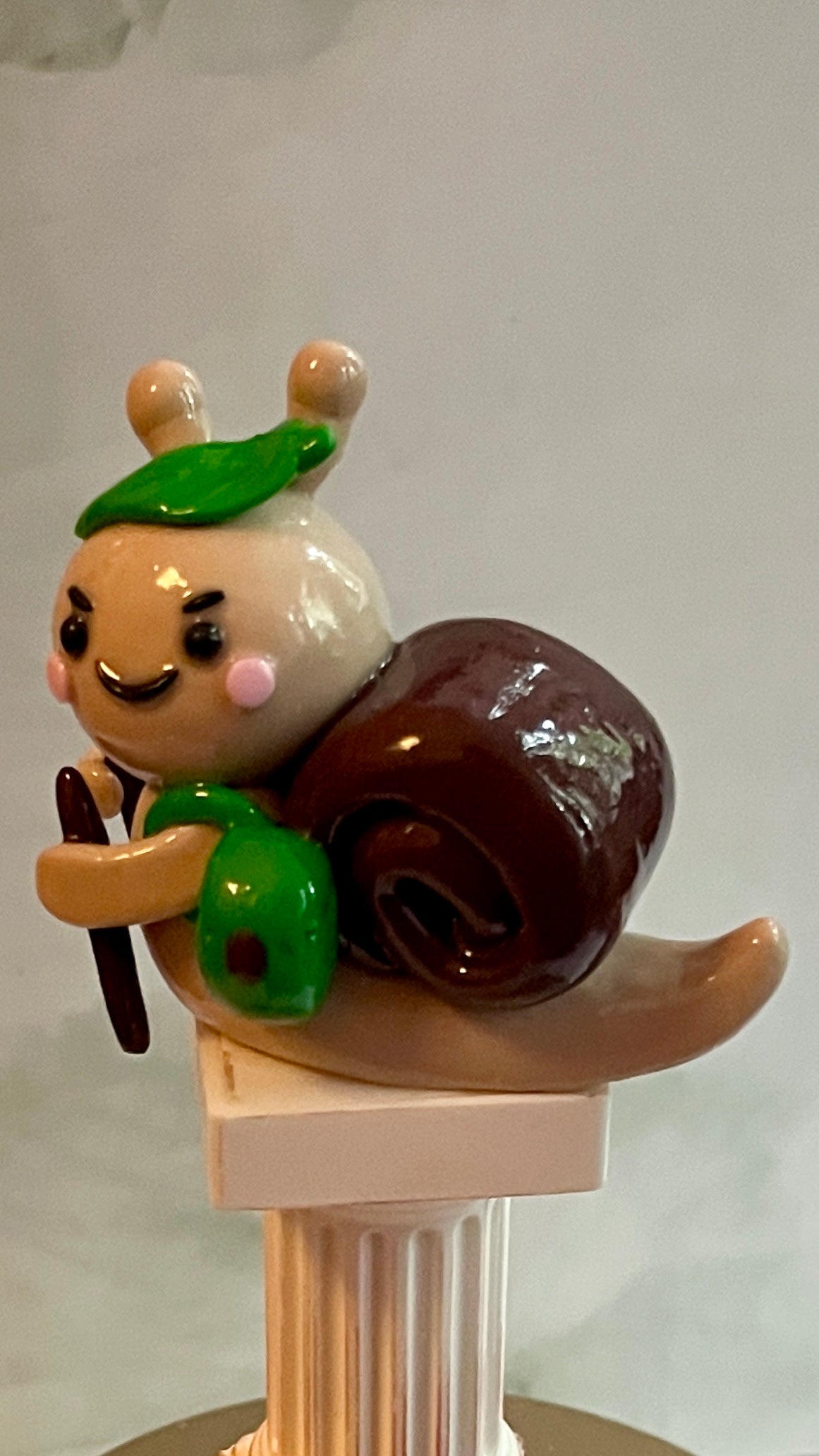 Hiking Inspired Mo the Snail Polymer Clay Desk Buddy