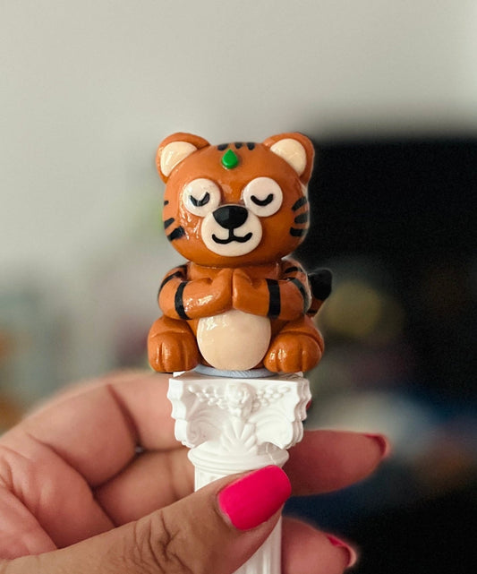 Indian Meditating Tigress Polymer Clay Desk Buddy