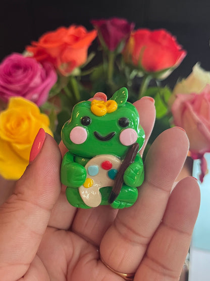 Art Inspired Froggle the Frog Painter Polymer Clay Desk Buddy