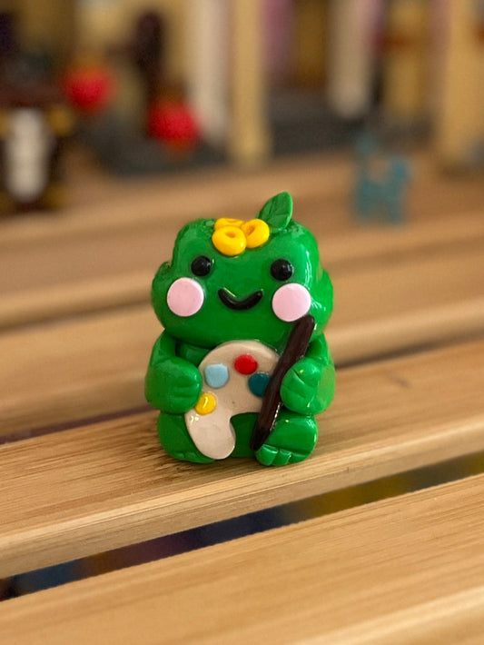 Art Inspired Froggle the Frog Painter Polymer Clay Desk Buddy