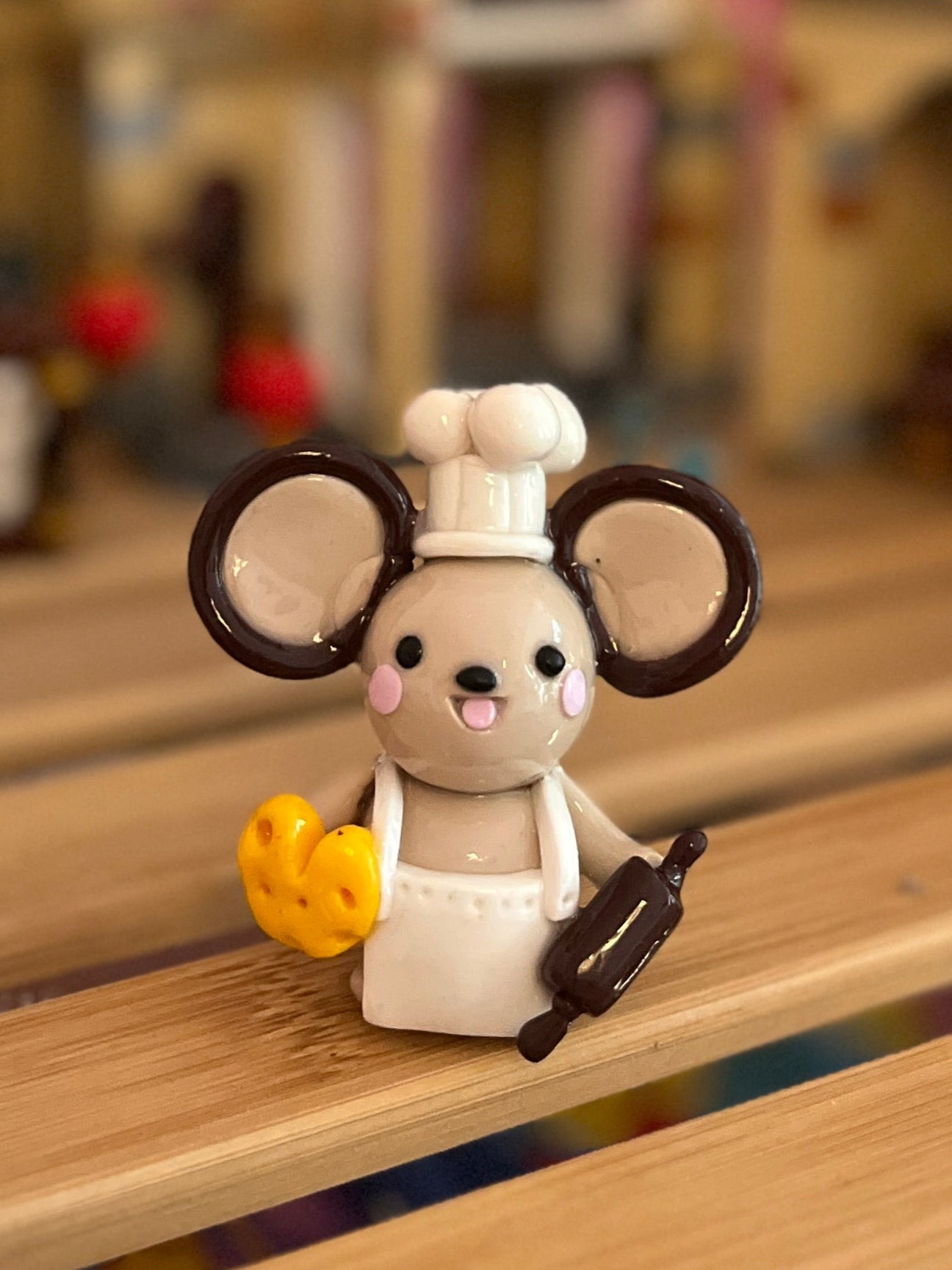 Baking Inspired Chef Squeak the Mouse Polymer Clay Desk Buddy