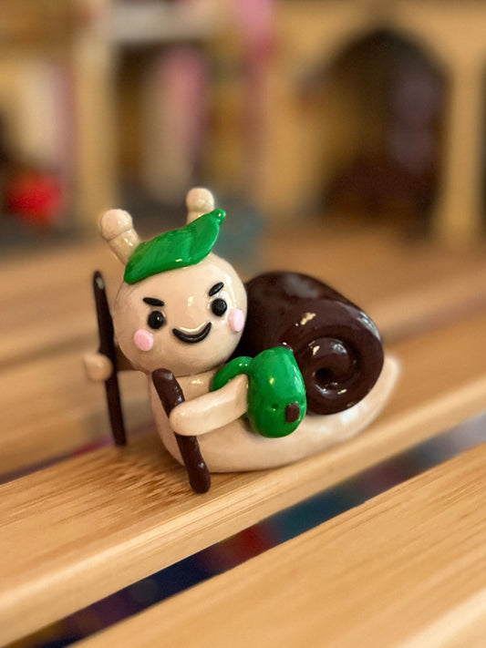 Hiking Inspired Mo the Snail Polymer Clay Desk Buddy