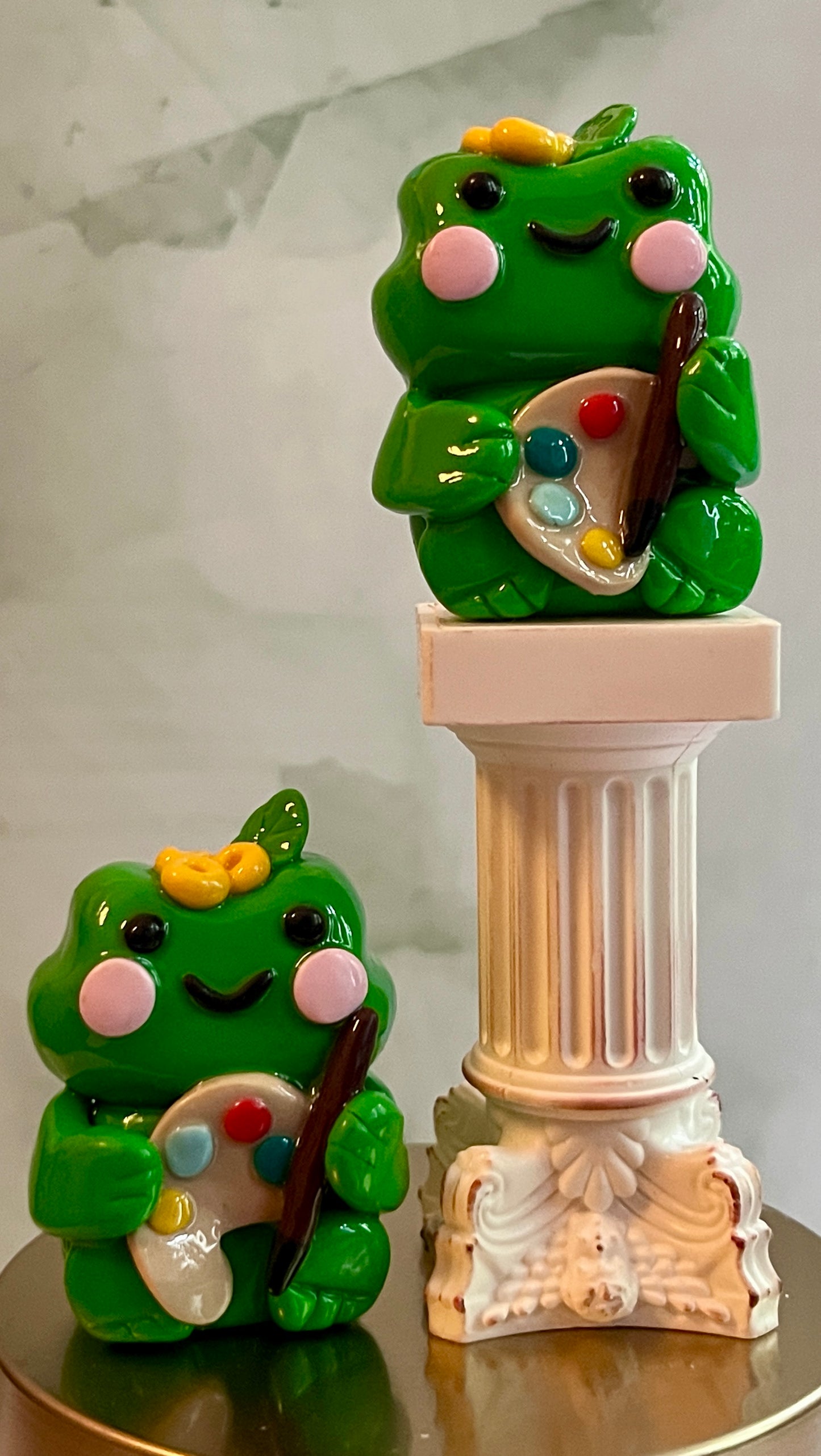 Art Inspired Froggle the Frog Painter Polymer Clay Desk Buddy
