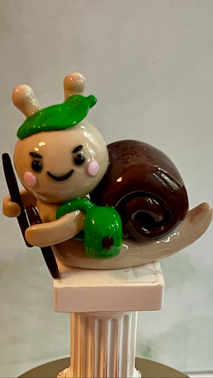 Hiking Inspired Mo the Snail Polymer Clay Desk Buddy