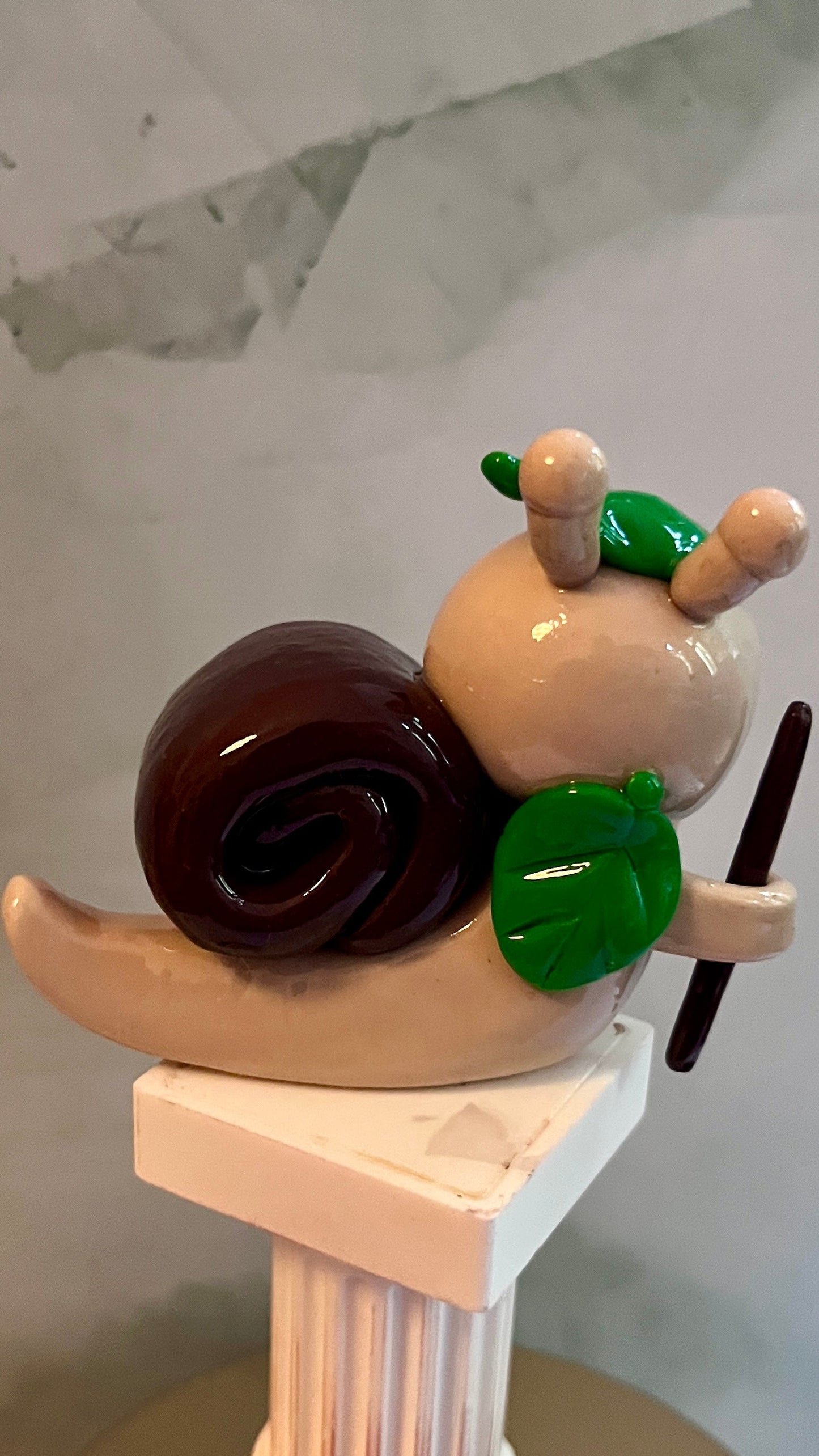 Hiking Inspired Mo the Snail Polymer Clay Desk Buddy