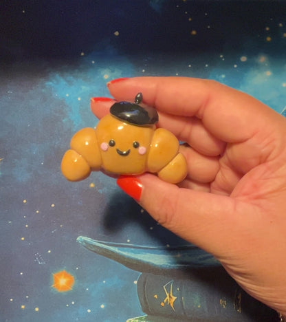French Croissant Inspired Polymer Clay Desk Buddy
