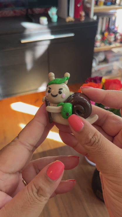 Hiking Inspired Mo the Snail Polymer Clay Desk Buddy