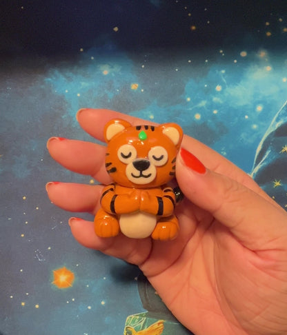 Indian Meditating Tigress Polymer Clay Desk Buddy