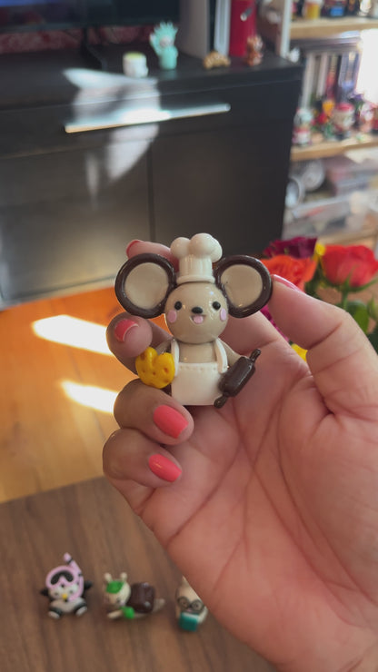 Baking Inspired Chef Squeak the Mouse Polymer Clay Desk Buddy
