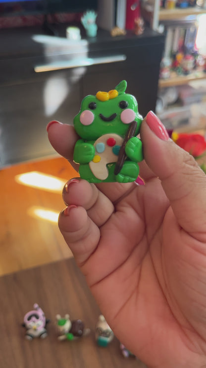 Art Inspired Froggle the Frog Painter Polymer Clay Desk Buddy